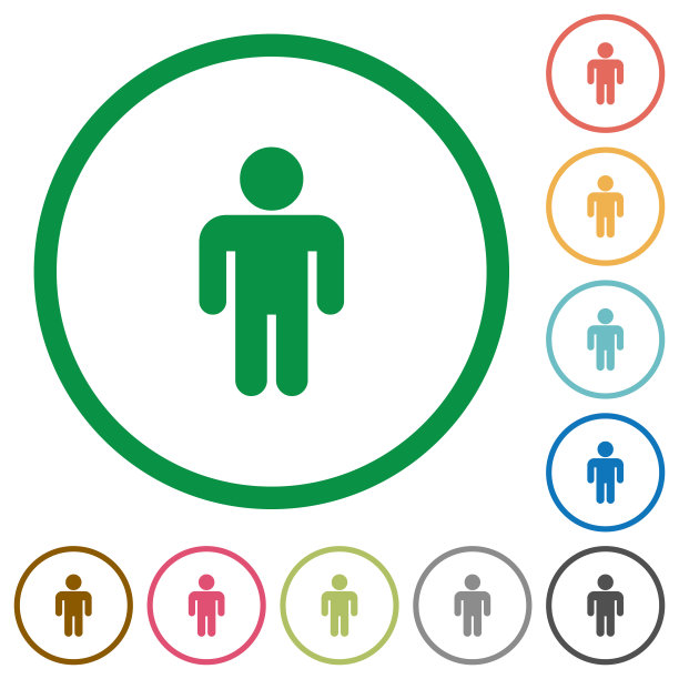 男性符号平面图标与轮廓图片下载