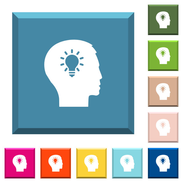 想法白色图标的边缘方形按钮图片下载