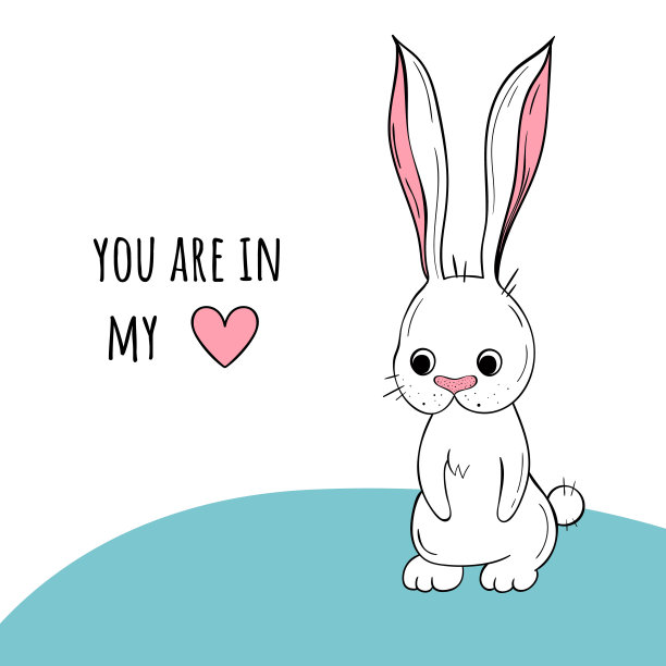 矢量插图的一个可爱的兔子。斯堪的纳维亚的动机。卡通的背景图片下载