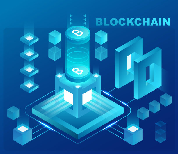 加密货币和区块链等距概念。数据动力中心，云数据存储。网页设计，展示横幅。图片下载