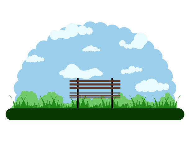 带长凳的户外公园景观图片下载