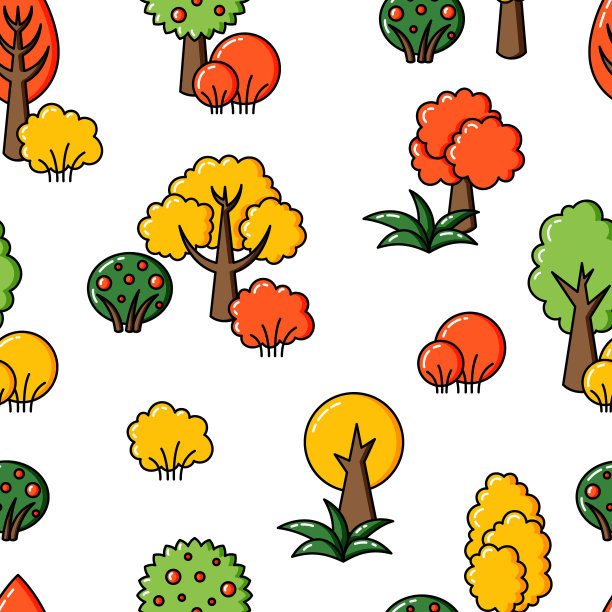 矢量背景，无缝模式树。背景下森林图片下载