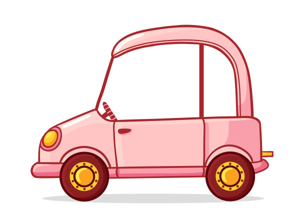 粉色卡通车。矢量插图卡通风格图片下载