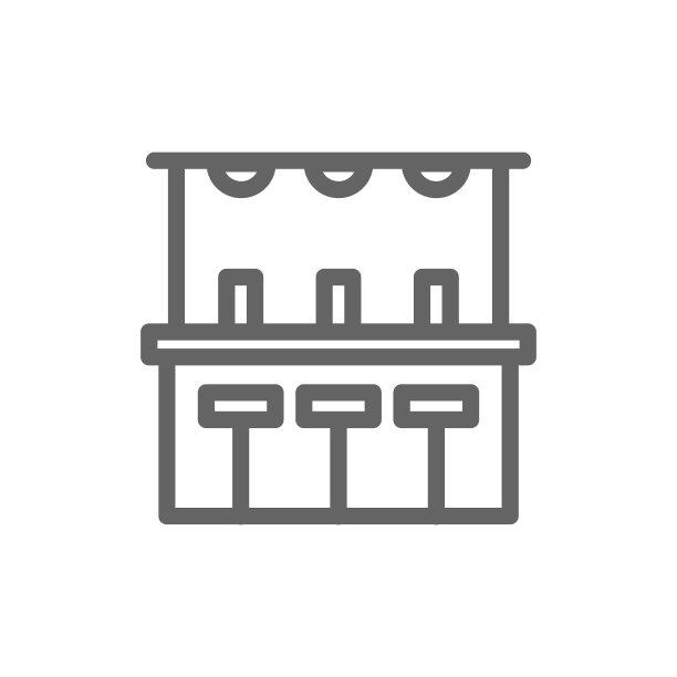 简单的吧台柜台线图标。符号和符号矢量插图设计。可编辑的中风。在白色背景上隔离图片下载