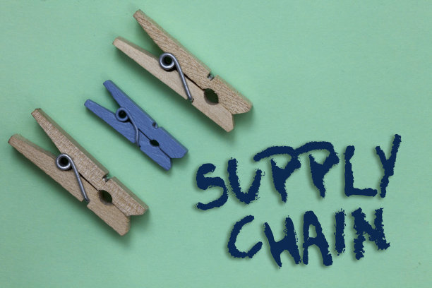 显示供应链的概念性手写。商业图片展示系统的组织和流程从供应商到消费者三个棕色蓝色复古清晰的背景拿东西图片下载