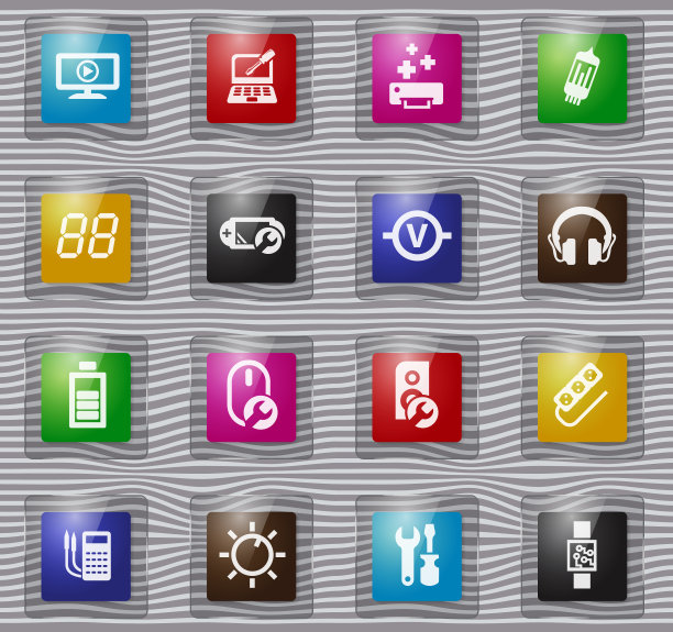 电子修理玻璃图标集图片下载