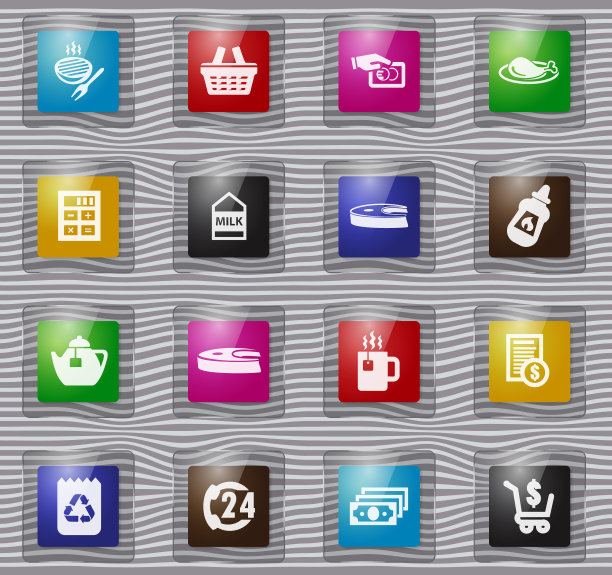 杂货店玻璃图标集图片下载