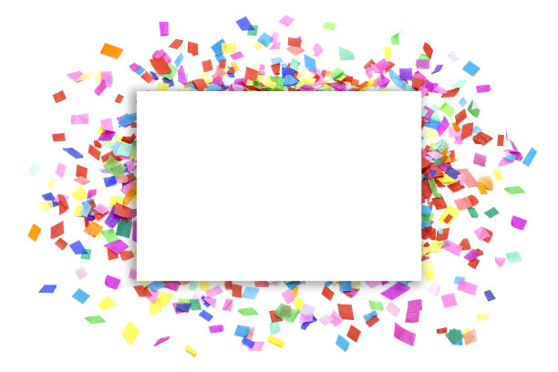 多色五彩纸屑背景与白色复制空间图片下载