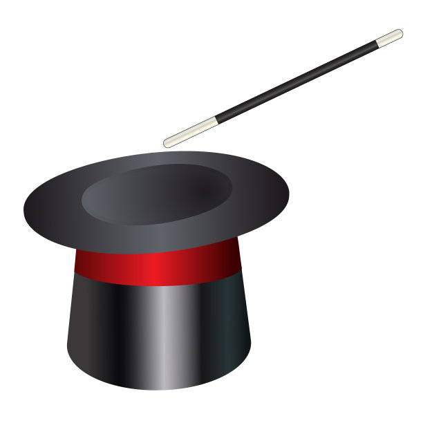 向量魔术帽圆柱体与魔杖图片下载