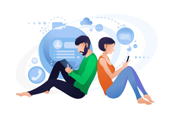 与智能手机实时聊天，在线交流的人图片下载