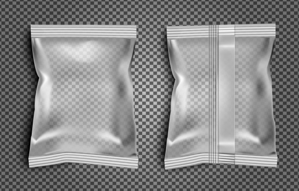 黑色空白箔食品零食包装的薯条，糖果和其他产品图片下载