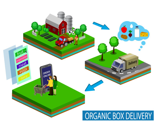 有机市场的概念。矢量插图的一个商店的有机蔬菜和水果。图片下载