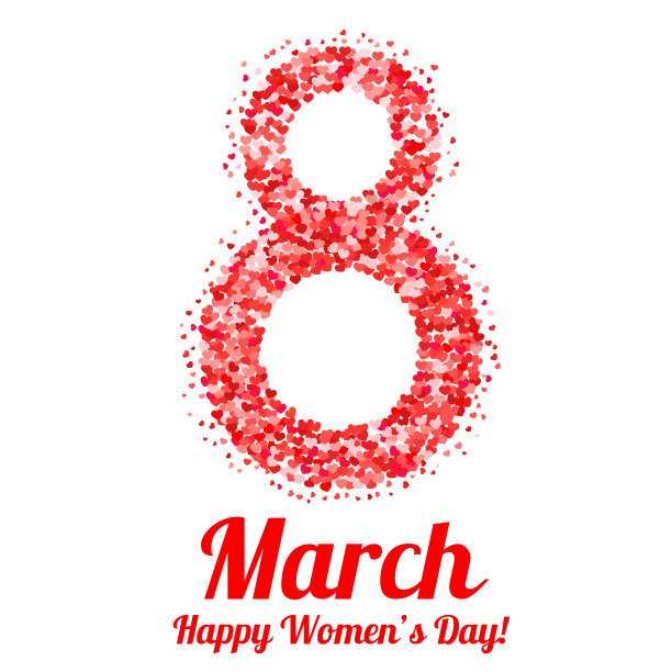 国际妇女节贺卡。3月8日心形矢量插图。易于编辑您的艺术品设计模板。图片下载