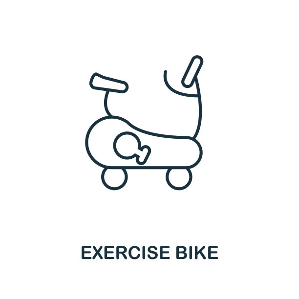 锻炼自行车轮廓图标。简单元素说明。运动自行车图标在轮廓风格设计从运动器材收集。完美的网页设计，应用程序，软件，打印。图片下载