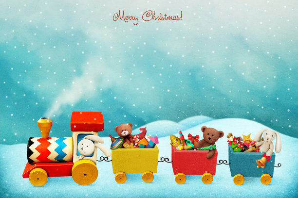 带礼物的假日火车图片下载
