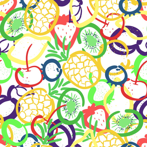 矢量无缝模式与手绘水果图片下载