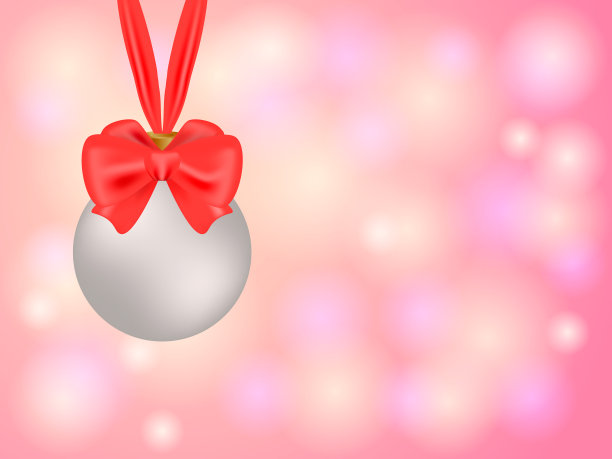 带着红色蝴蝶结的银色圣诞球。空间的文本。矢量图图片下载