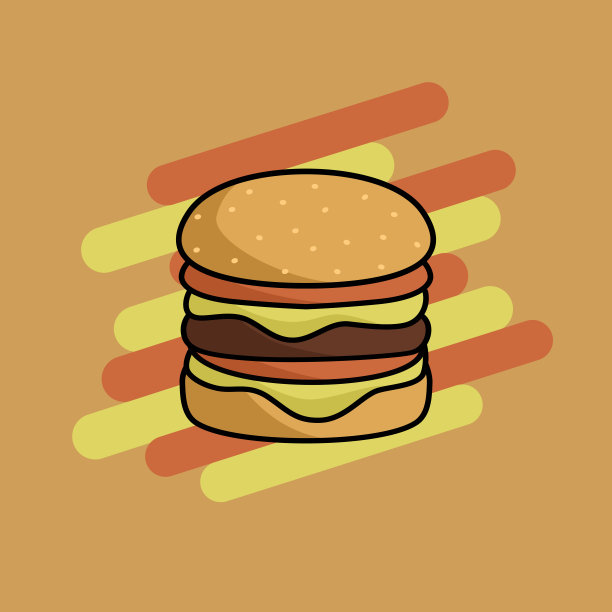 汉堡标志矢量插图与粗线背景图片下载