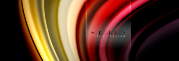 流体颜色抽象背景彩色海报，黑色扭曲液体设计，彩色大理石或塑料波浪纹理背景，商业或技术展示或web小册子封面布局的彩色模板，壁纸图片下载