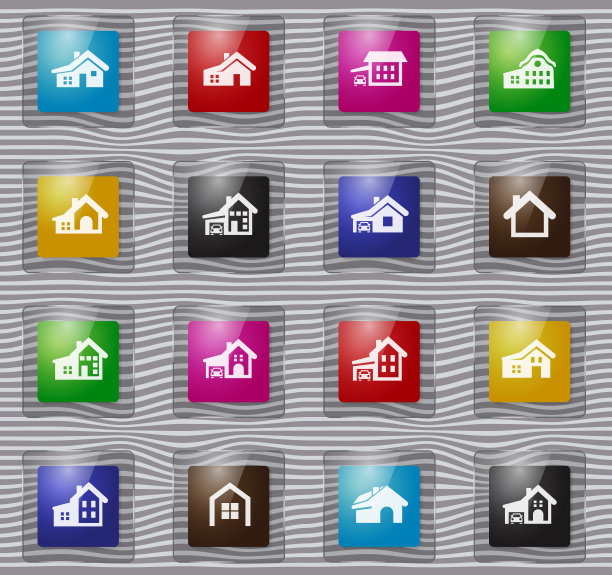 房子类型玻璃图标设置图片下载