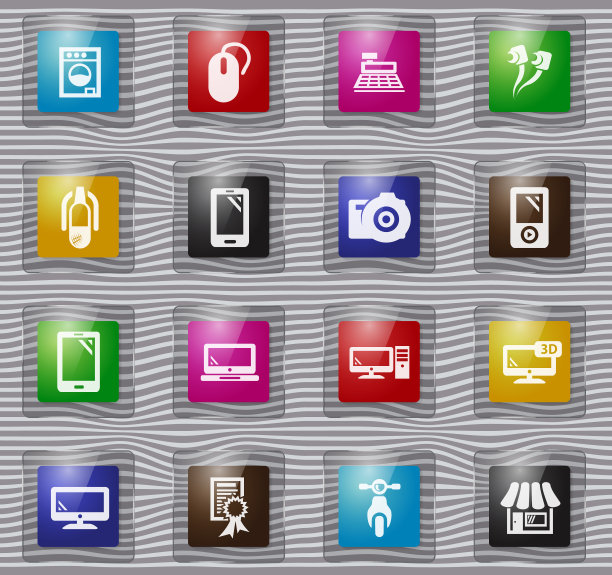 超市电子玻璃图标集图片下载