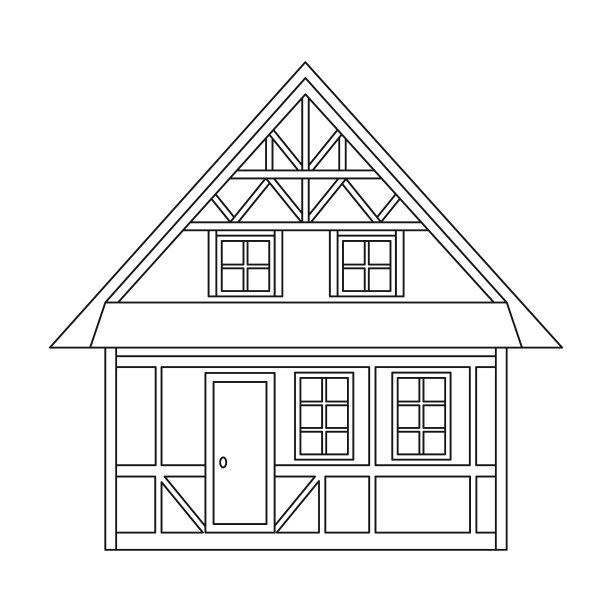 房子，单一图标在轮廓风格。房子，矢量符号股票插图网。图片下载