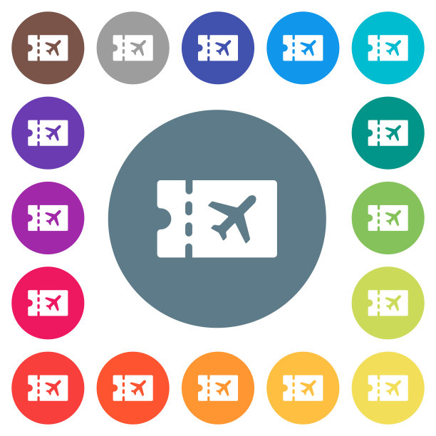 航空旅行折扣券平面白色图标上的圆形背景图片下载