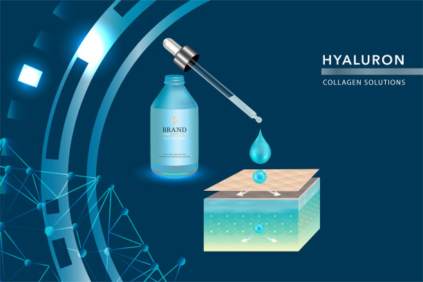 美容产品，蓝色化妆品容器与广告背景准备使用，豪华皮肤护理广告。图片下载