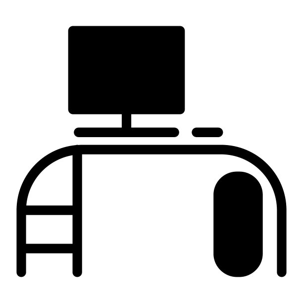 电脑桌上的固体图标。办公桌矢量插图孤立在白色。工作场所字形风格设计，专为网页和应用程序设计。Eps 10。图片下载