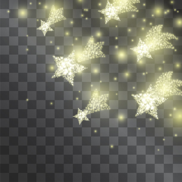 流星矢量设计插图，金色灯光效果的孩子。适用于书籍、海报、请柬等闪闪发光的装饰品。可爱的奇迹闪闪发光。图片下载