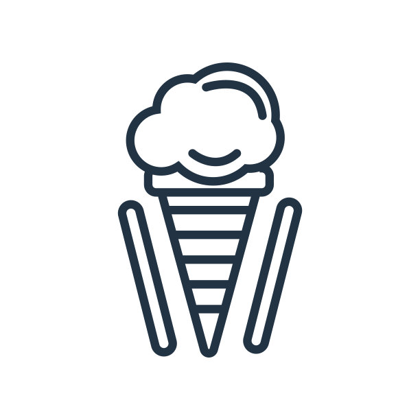 冰淇淋图标矢量孤立在白色背景，冰淇淋标志图片下载