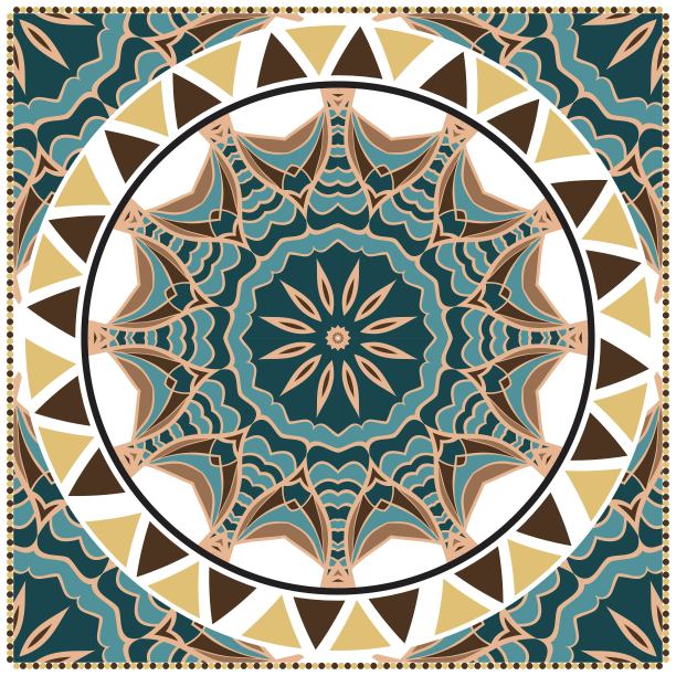 装饰用彩色装饰用圆形曼荼罗装饰。对称的图案。适用于印花大手帕、披肩、台布、面料时尚、围巾、设计图片下载