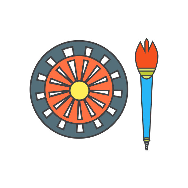 飞镖板图标矢量标志和符号孤立的白色背景，飞镖板标志的概念图片下载