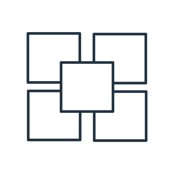 四个方块图标矢量孤立在白色背景，四个方块标志图片下载