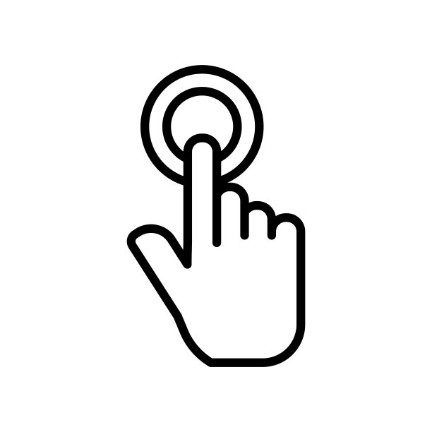 点击图标矢量孤立在白色背景，点击标志，线或线性标志，元素设计在轮廓风格图片下载