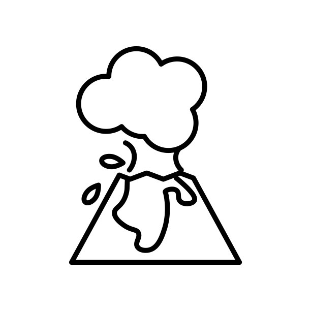 火山图标矢量孤立在白色背景，火山标志，线或线性标志，元素设计在轮廓风格图片下载