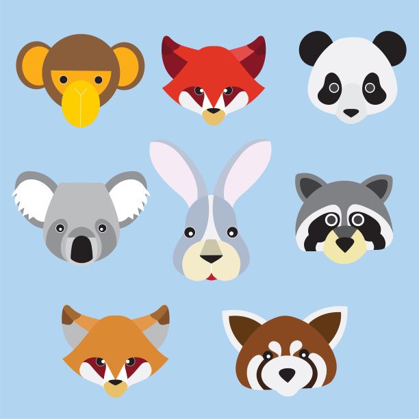 动物面部人物设计。图片下载