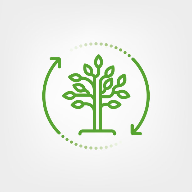 植树造林的象征。树在圆形箭头矢量插图图片下载