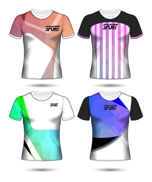 一套足球或足球球衣模板t恤风格，设计你的足球俱乐部矢量插图图片下载