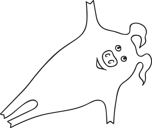 矢量插图聚焦卡通猪在侧平板姿势Vasisthasana。可爱可爱有趣的角色。着色页面。成人瑜伽运动插图的动机图片下载