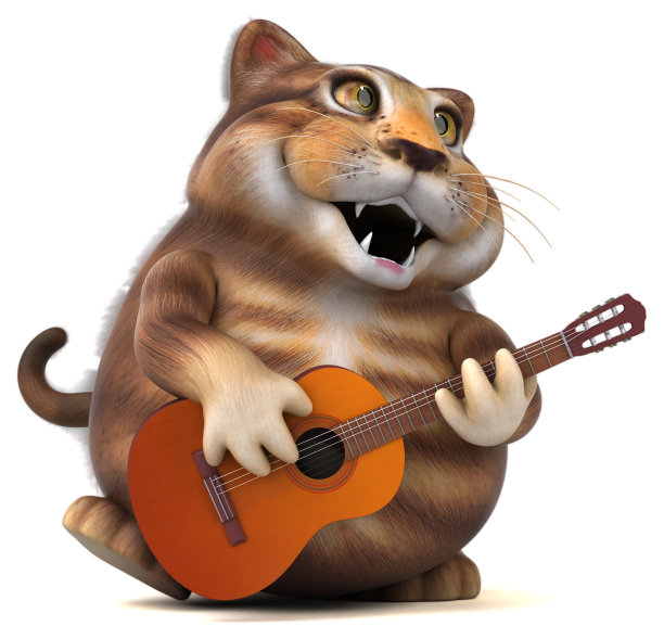 有趣的猫- 3D插图图片下载