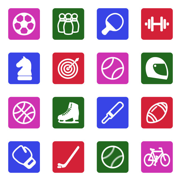 体育图标。广场上的白色平面设计。矢量插图。图片下载