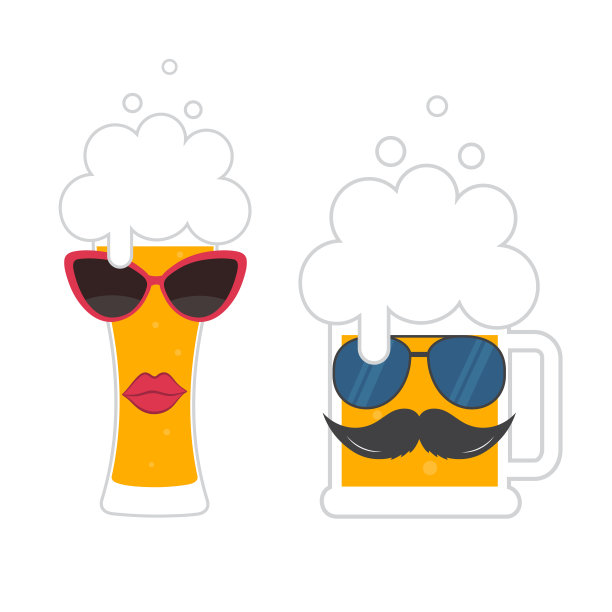 啤酒杯，太阳镜，小胡子。图片下载