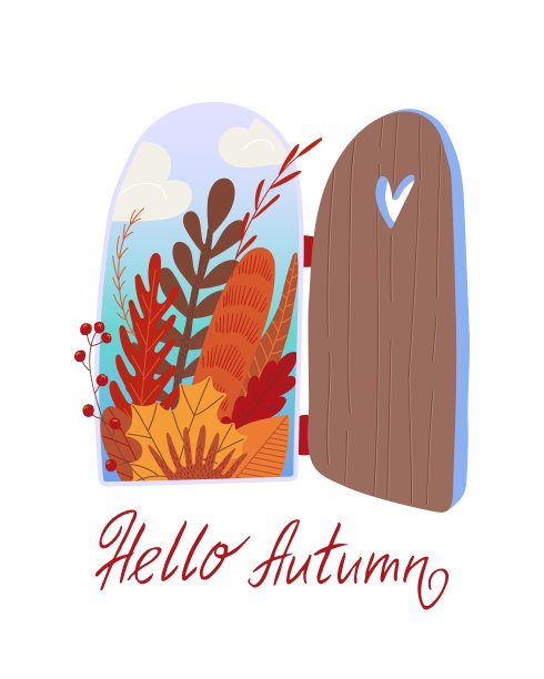 你好,秋天。打开门。图片下载