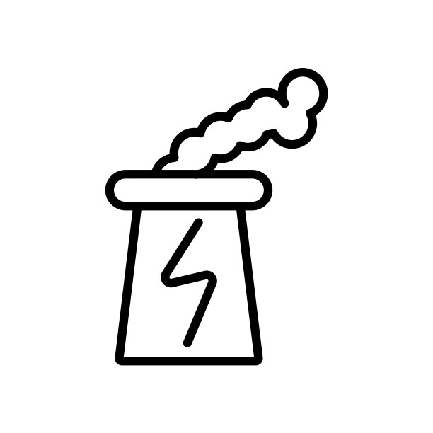 核电站图标矢量孤立在白色背景，核电站标志图片下载