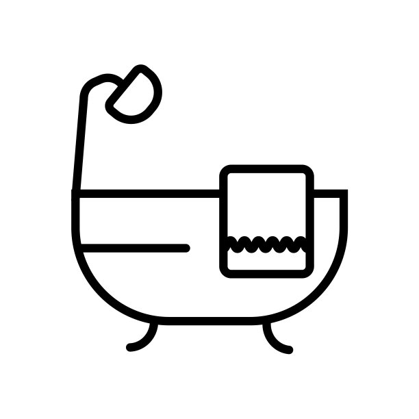 浴缸图标矢量隔离在白色背景，浴缸标志图片下载