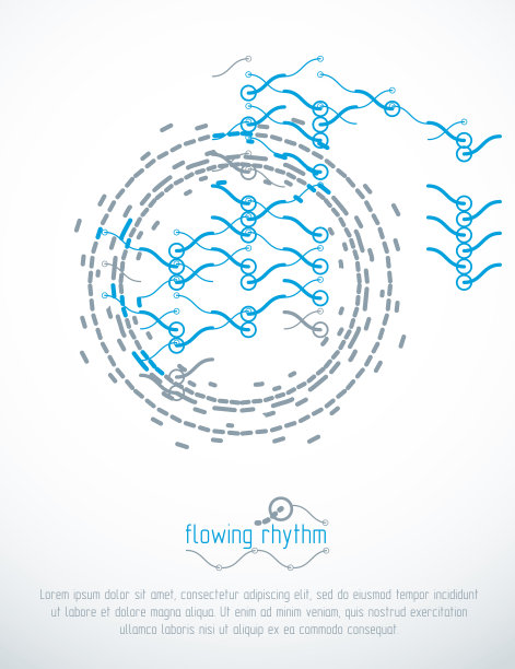 流动的节奏，抽象的波浪线矢量背景用于广告海报或横幅设计。图片下载