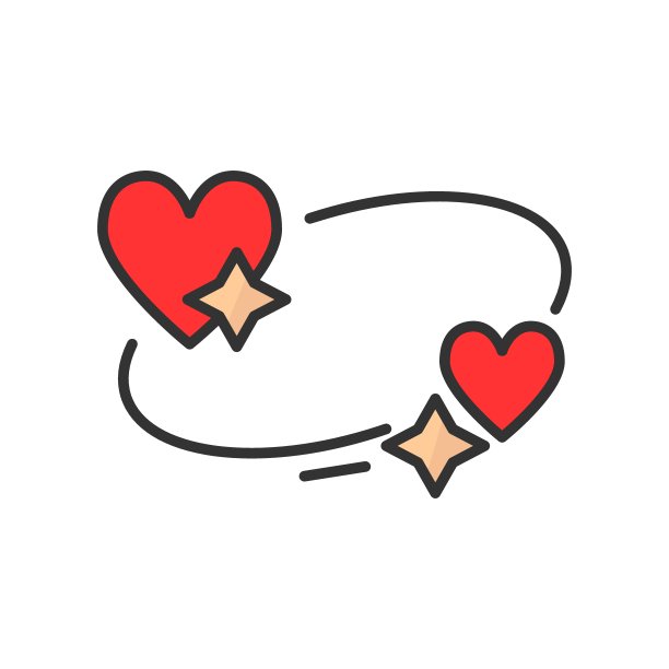 红心与星星图标孤立在白色背景。现代扁平情人节的爱情标志。图片下载