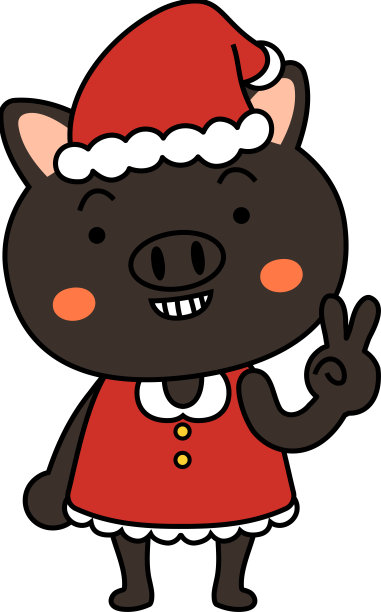 猪的圣诞老人的表情图片下载