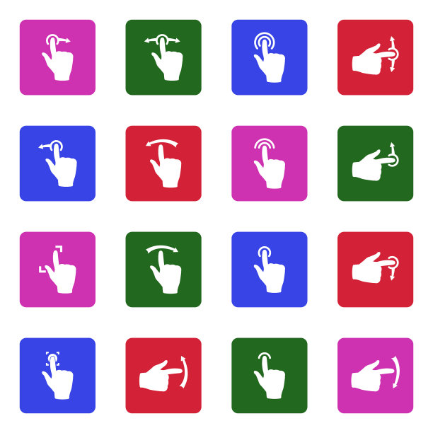 触屏图标。广场上的白色平面设计。矢量插图。图片下载